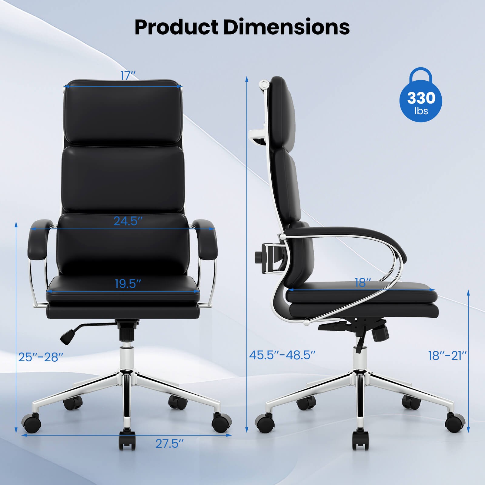 Ergonomic Leather Office Chair Executive Chair w/ Adjustable Lumbar Support