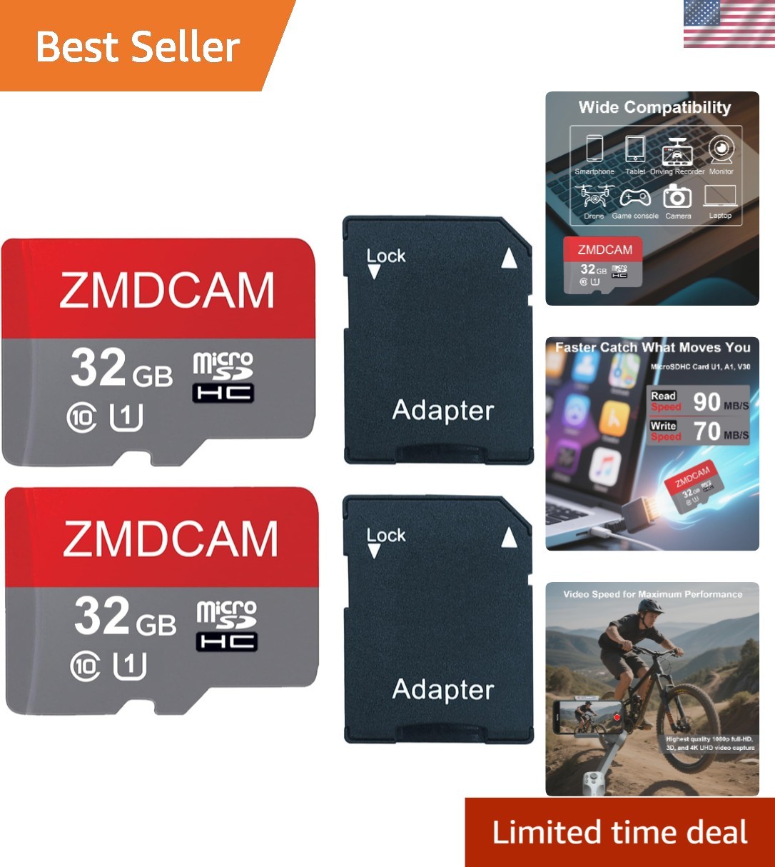 32GB Micro SD Cards - 2-Pack, Waterproof & High-Speed for Cameras & Consoles