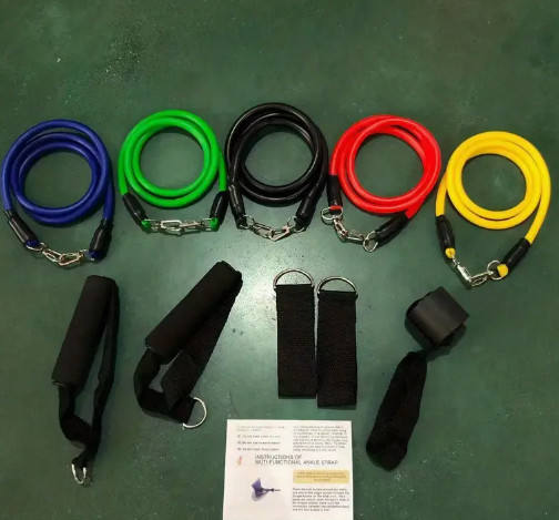 11-Piece Resistance Band Kit for Yoga, Pilates, Abs, and Fitness - Exercise Set