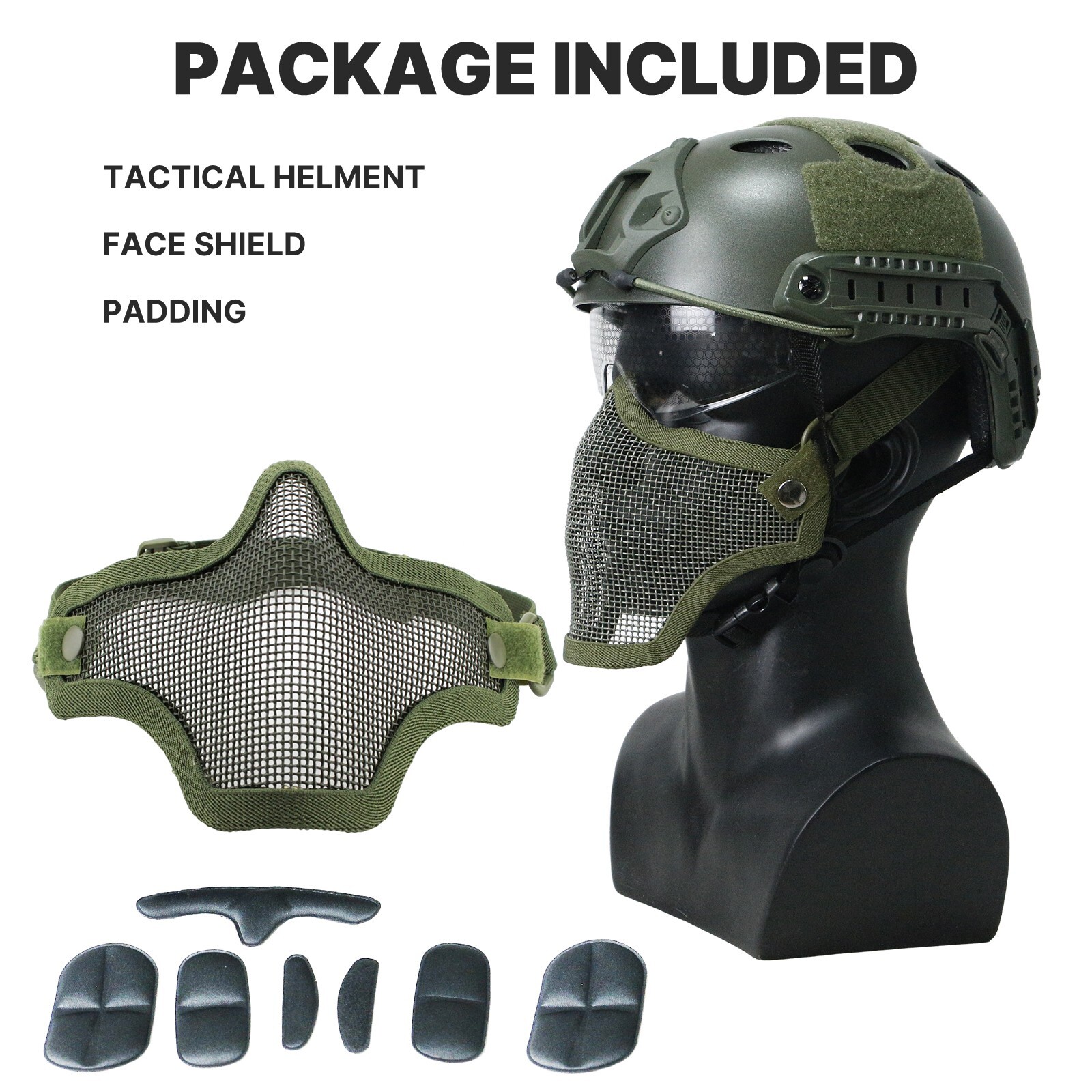 Military Tactical Airsoft Paintball SWAT Protective FAST Helmet W/Goggle + Mask