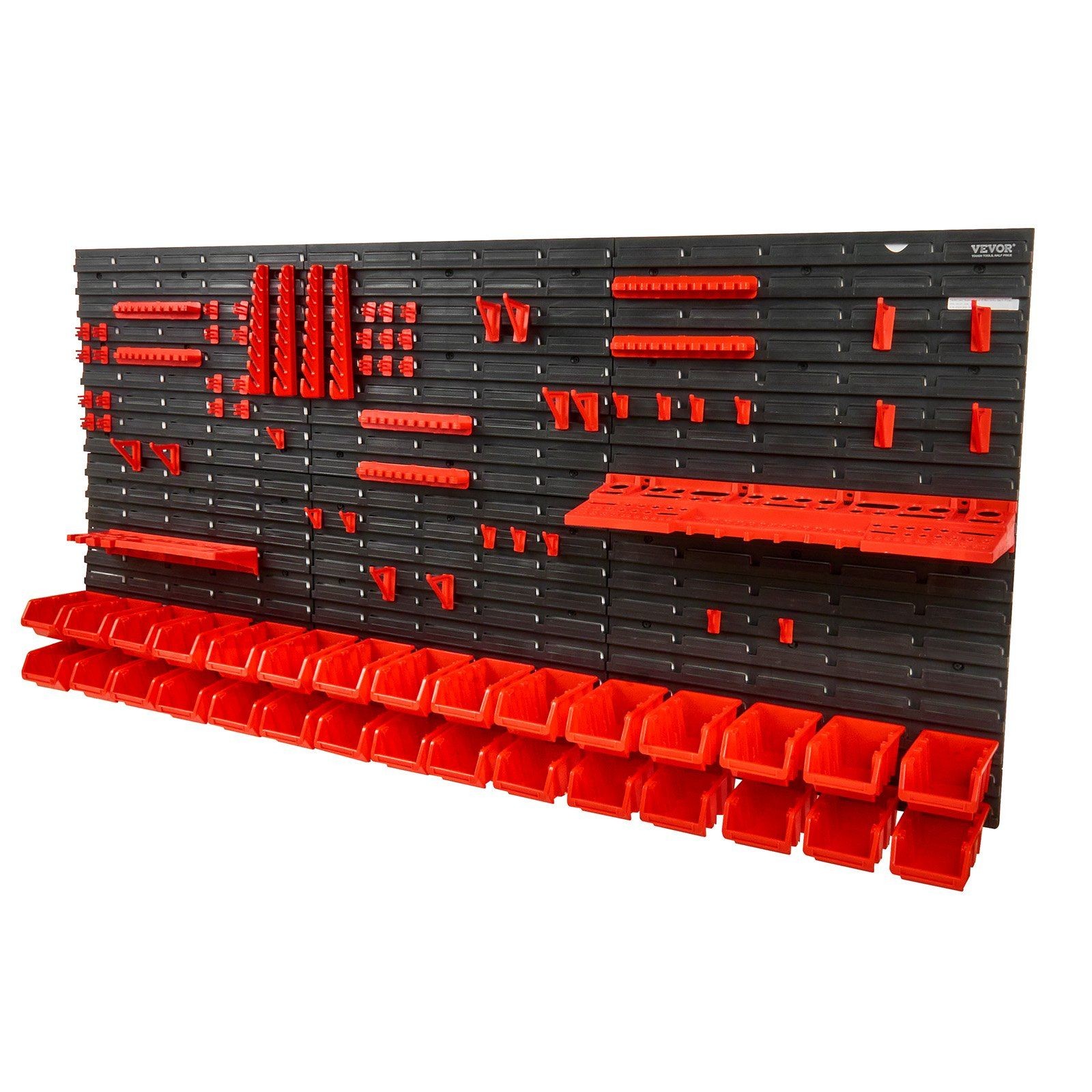 30-Bin Wall-Mounted PP Parts Organizer w/ Panel & Hooks
