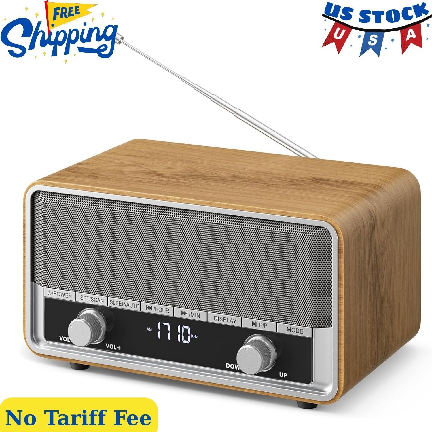 AM FM Radio Plug in Wall Clock Radio for Bedroom Digital Radio
