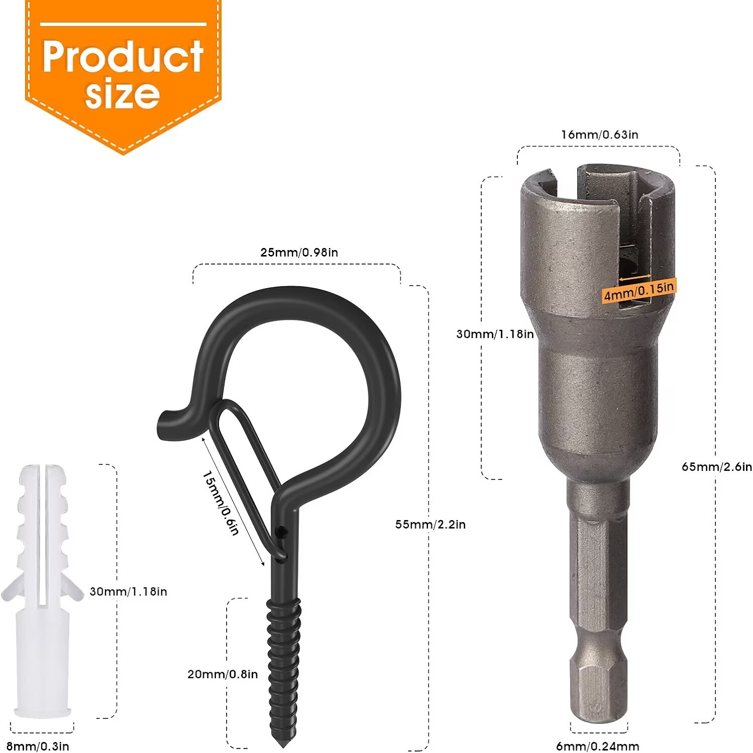 Q-Hanger Hooks for Outdoor String Lights - 50 Set - Wing Nut Drill Bit Socket