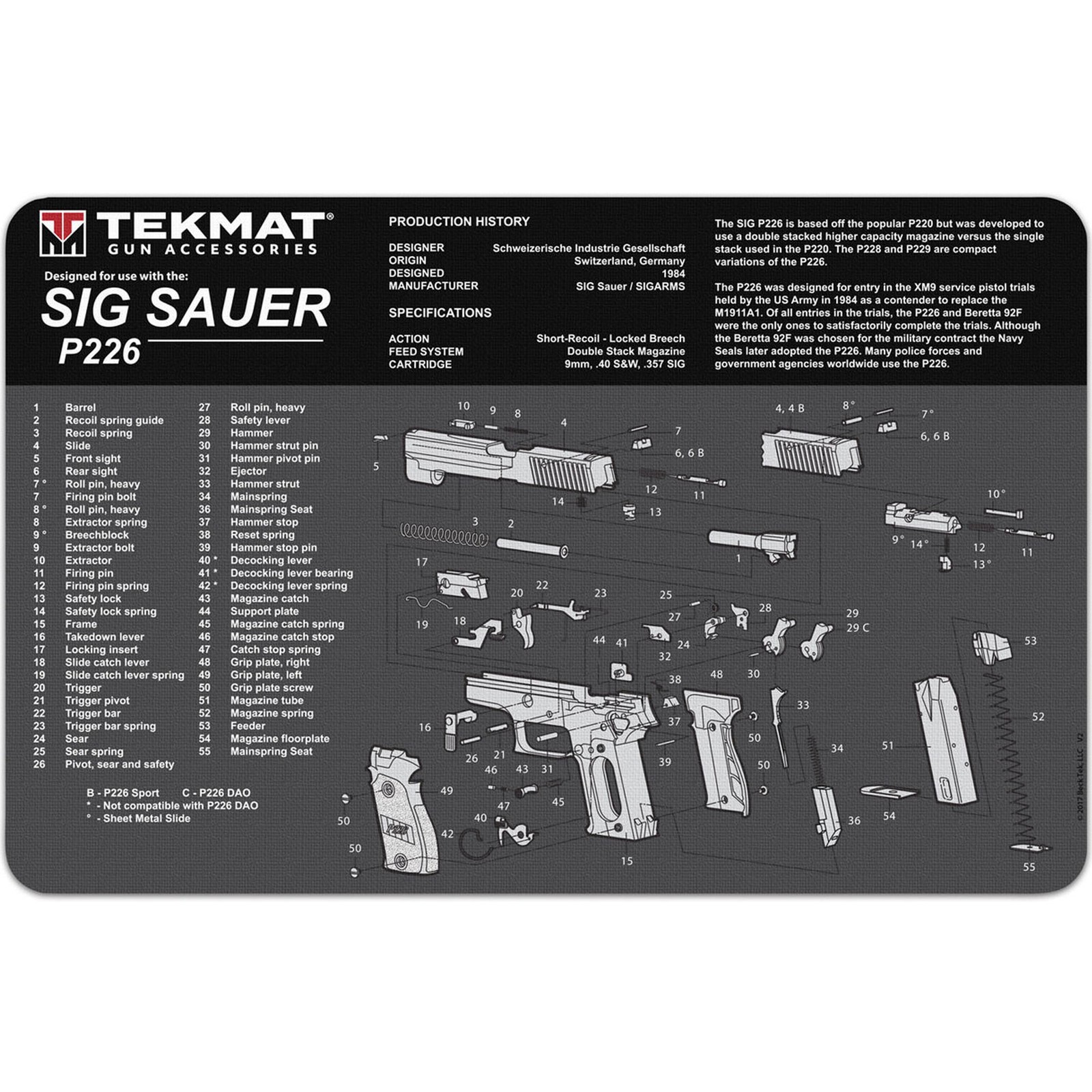 TekMat Original Gun Cleaning Mat - 17" X 11" - Sig Sauer P226