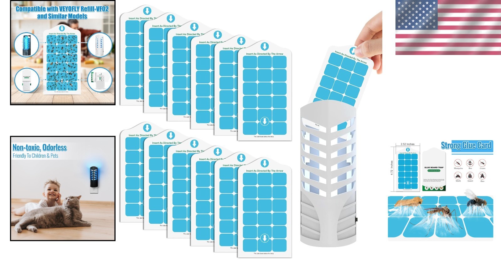 Maximize Insect Control with 12 Pack VEYOFLY Trap Refills - Dual-Sided Adhesive