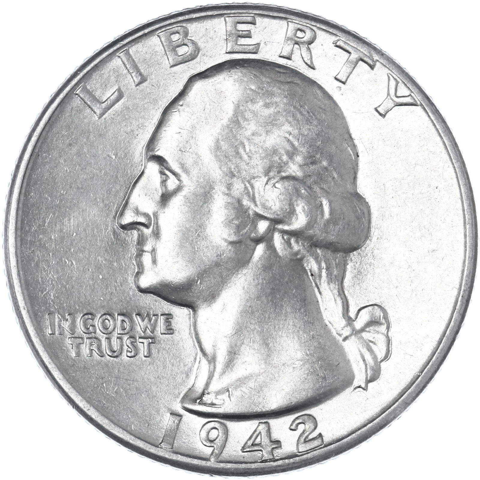 1942 (P) Washington Quarter 90% Silver About Uncirculated AU