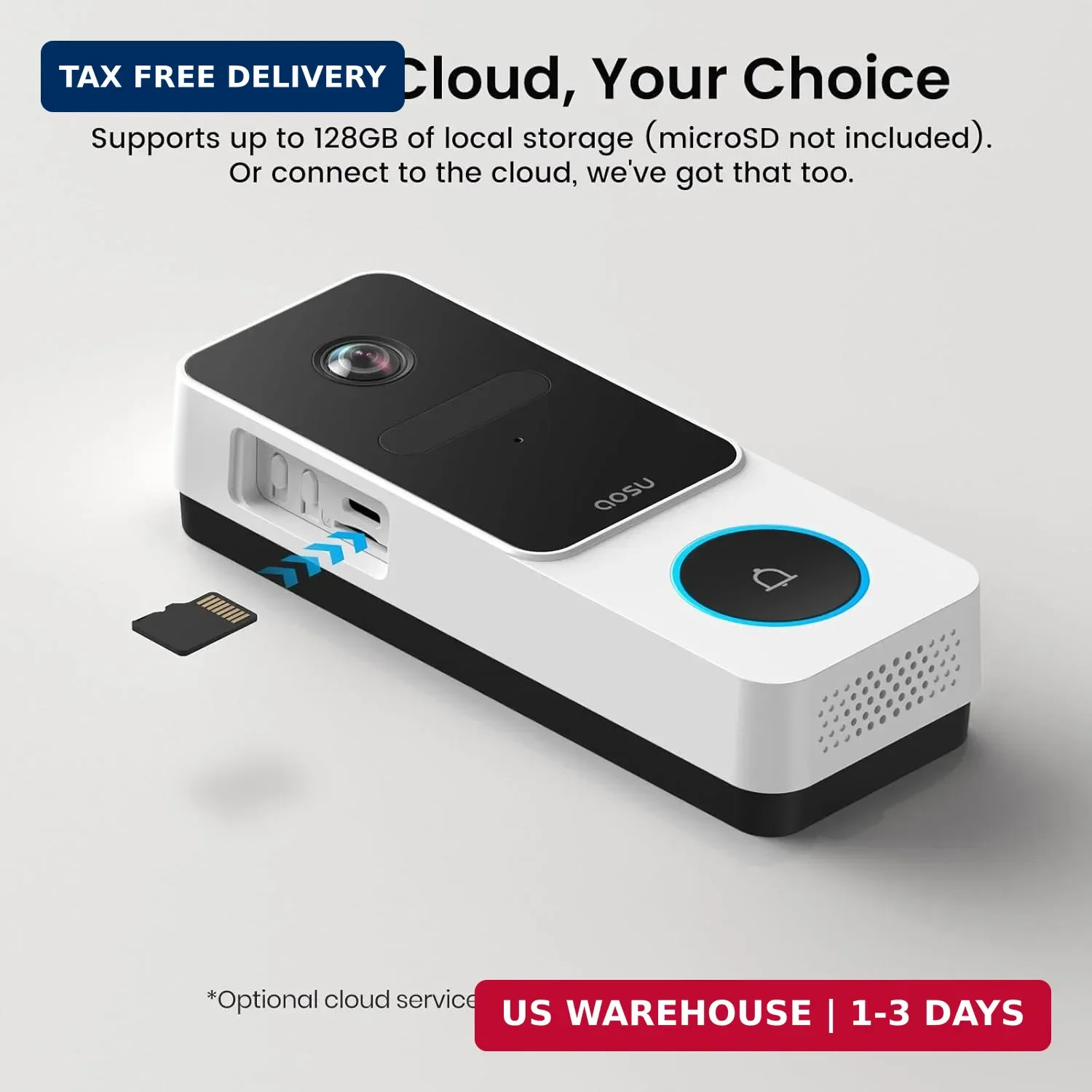 AOSU Wireless Doorbell Camera, 170° Ultra Wide Viewing Angle, Intelligent Parcel