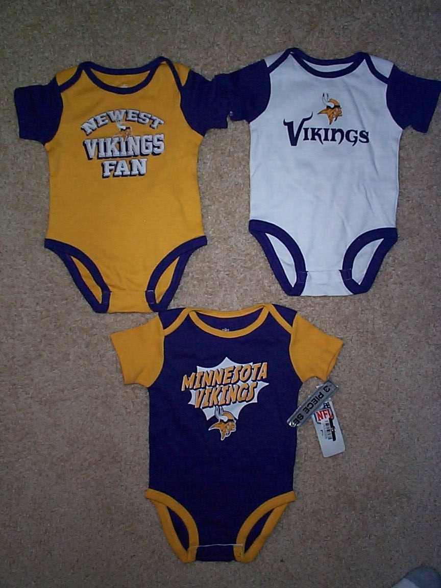(3) Minnesota Vikings nfl INFANT BABY NEWBORN Jersey Shirt 3-6M 3-6 M Months