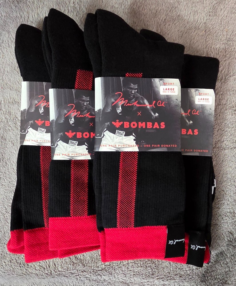 4-pack (4 pairs) Muhammad Ali x Bombas Championship Calf Socks - Large