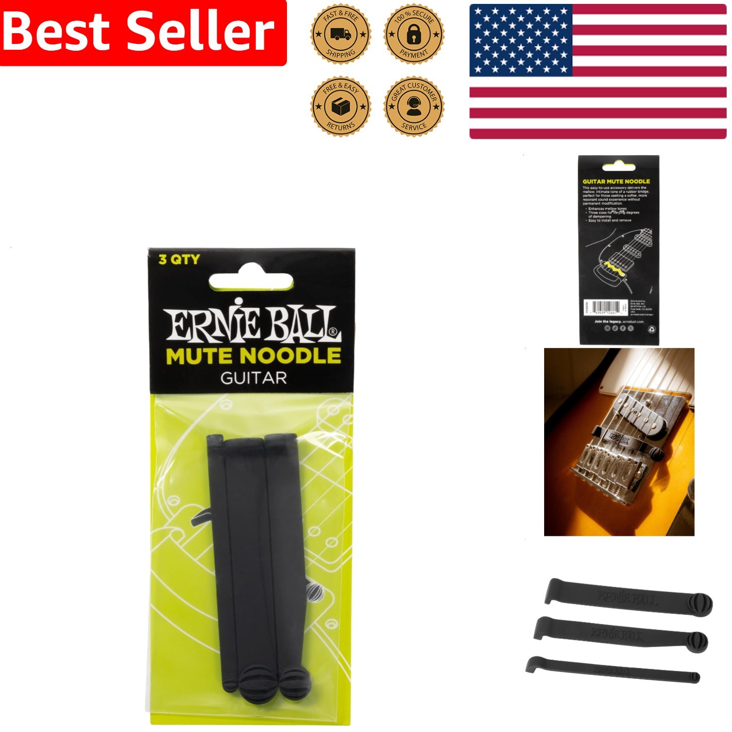 Mute Noodle Guitar Accessory Rubber Dampener Silent Practice Tool Guitar Noo...