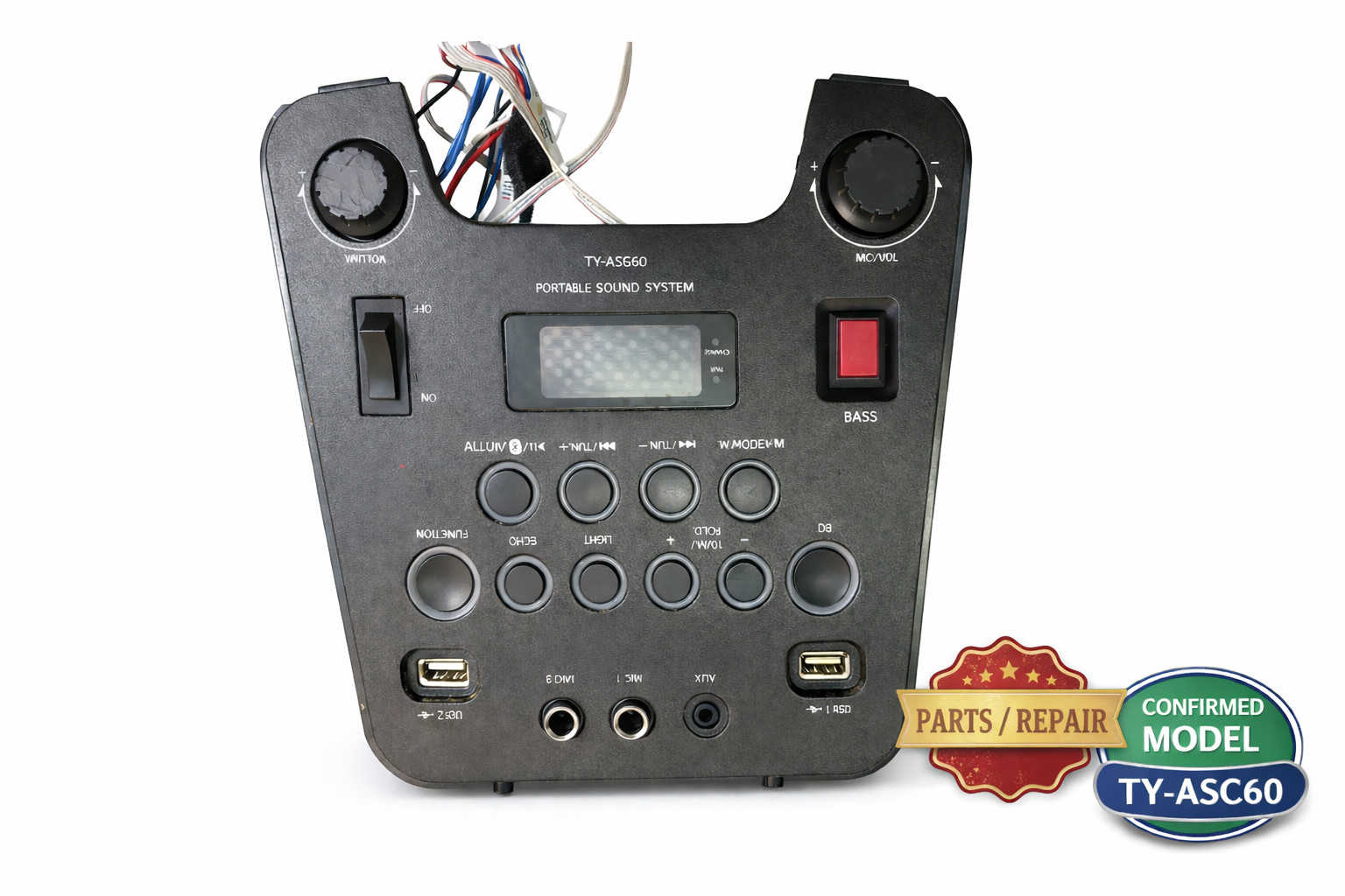 Toshiba TY-ASC60 Control Board / Button Panel USB Mic Vol Bass AS-60 For Repair