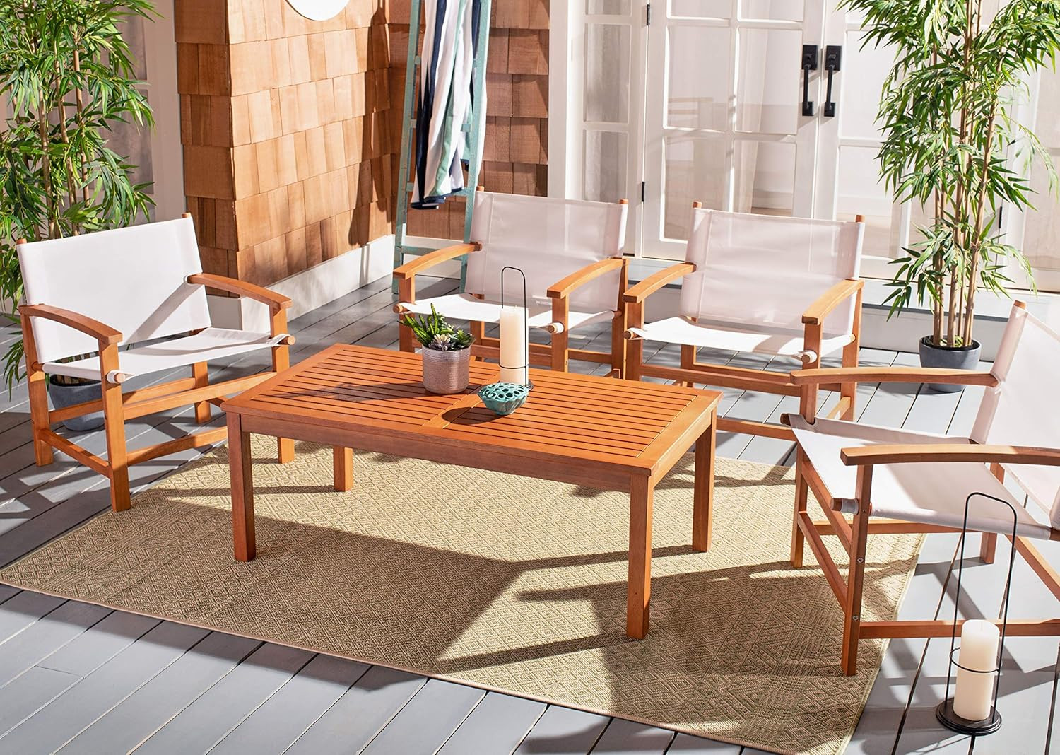 Mardin 5-Piece Outdoor Dining Set - Natural Brown & Beige Elegance