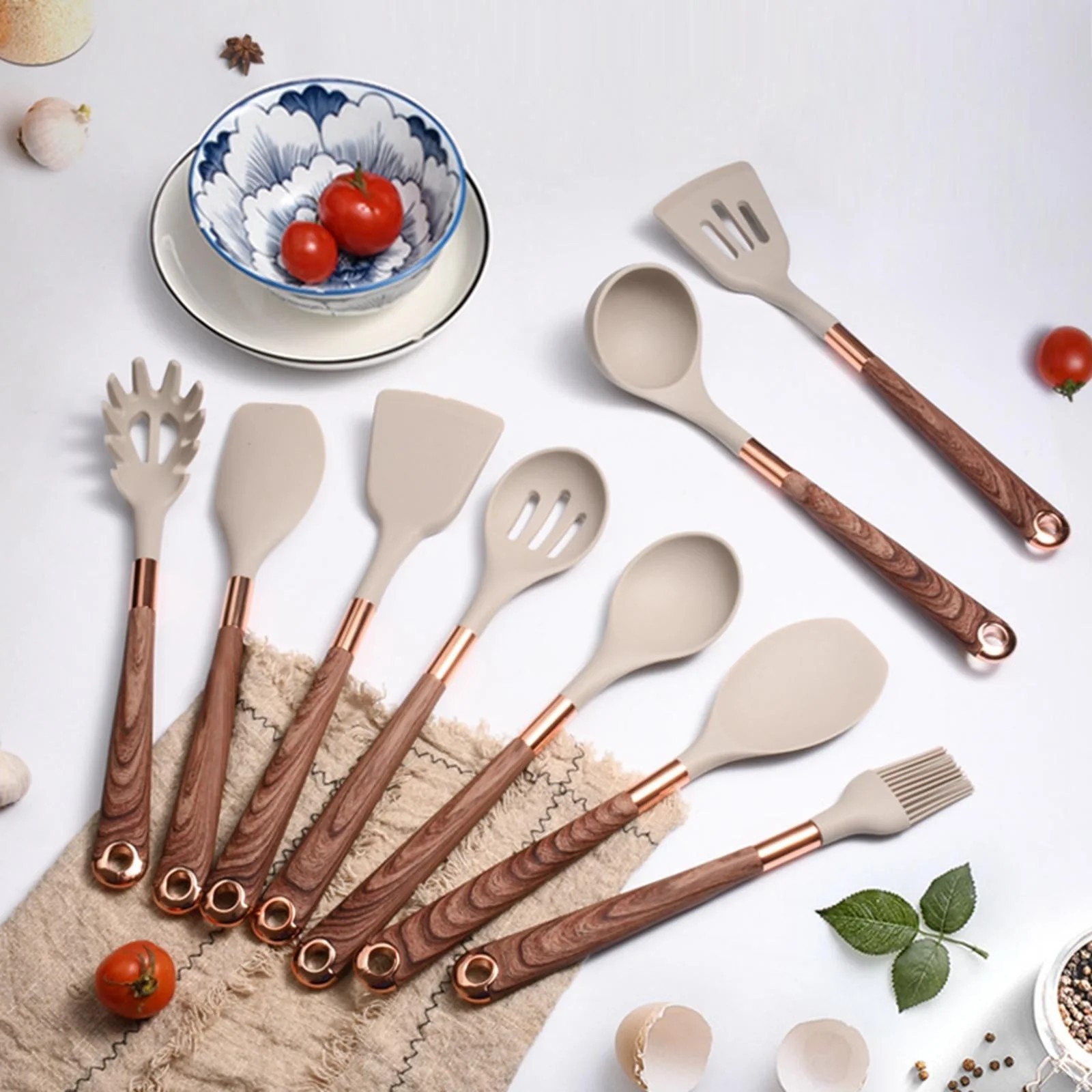 Kitchen Utensils Set, 9pcs Silic Cooking Kitchen Utensils Set Heat Resistance