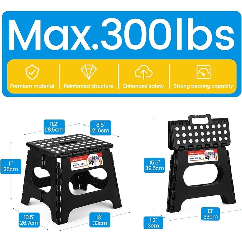 Heavy Duty Foldable Step Stool Portable Anti Slip Grip Kitchen Bathroom Office