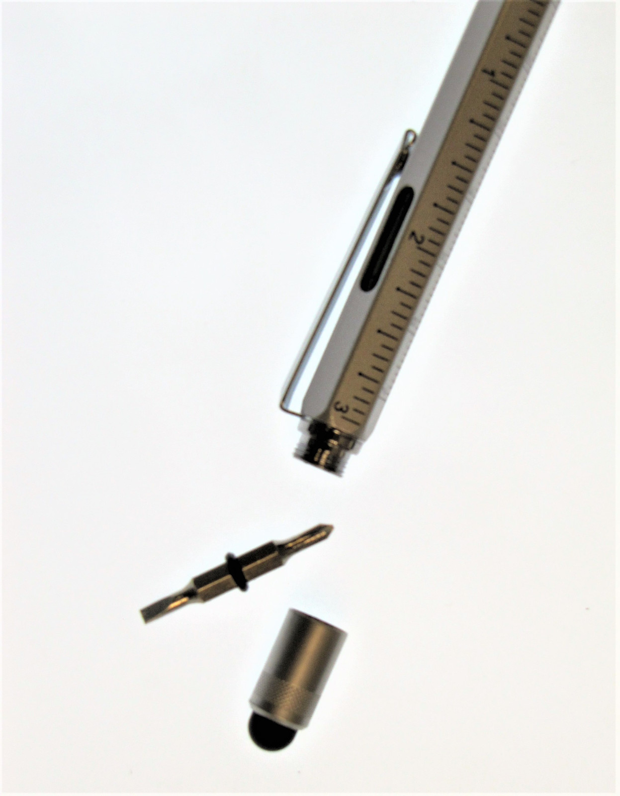 Pocket Pen Screw Driver Stylus Bubble Level Ruler Multi-Tool 6 in 1 Silver