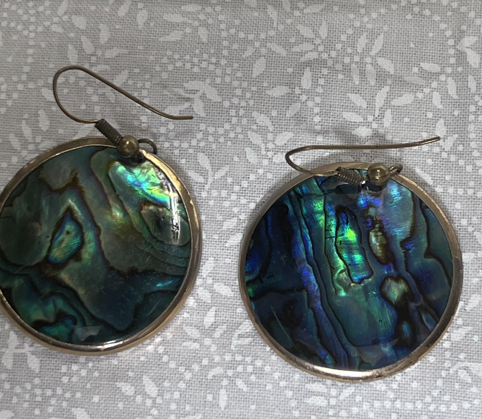 Pretty Abalone Shell Earrings Pierced Hook Type