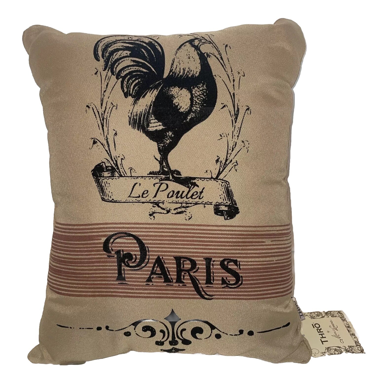 THRO Home By Marlo Lorenz  17”x13” Chicken Hen Le Poulet Paris Pillow New NWT
