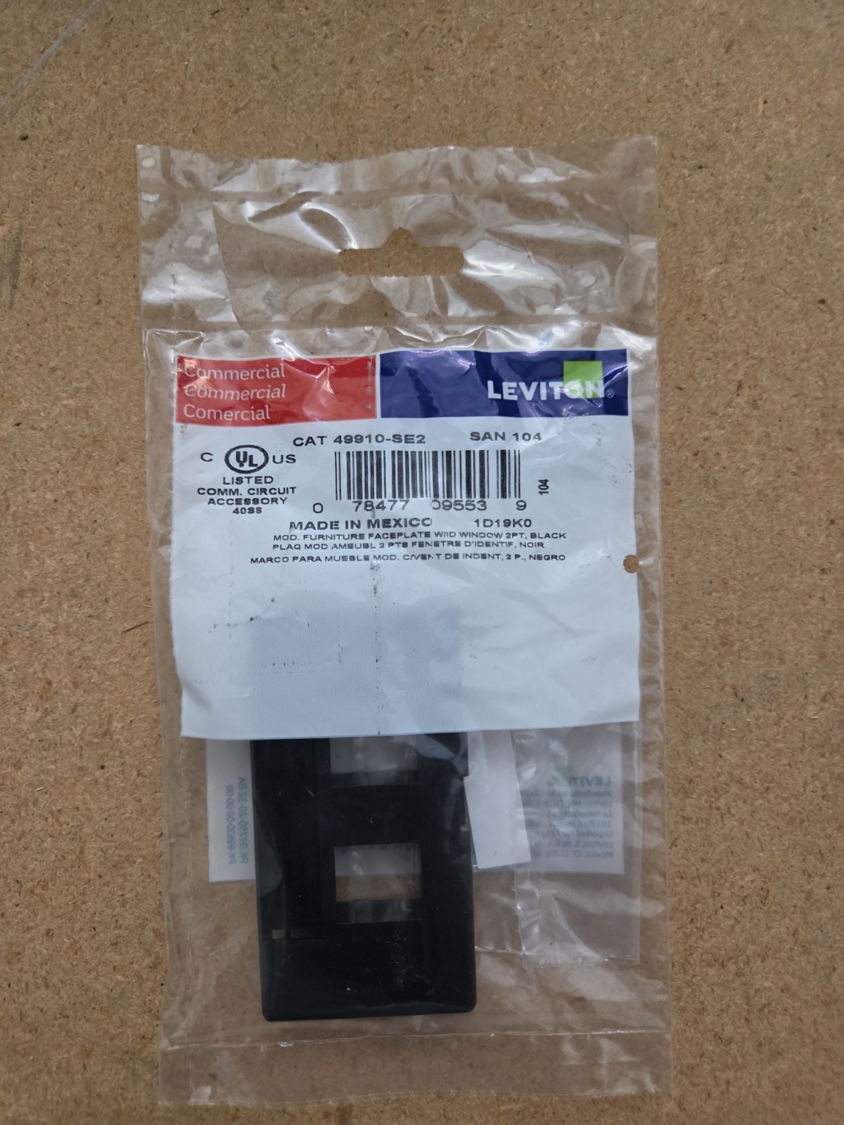 Leviton 49910-Se2 Modular Furniture Faceplate 2 Port