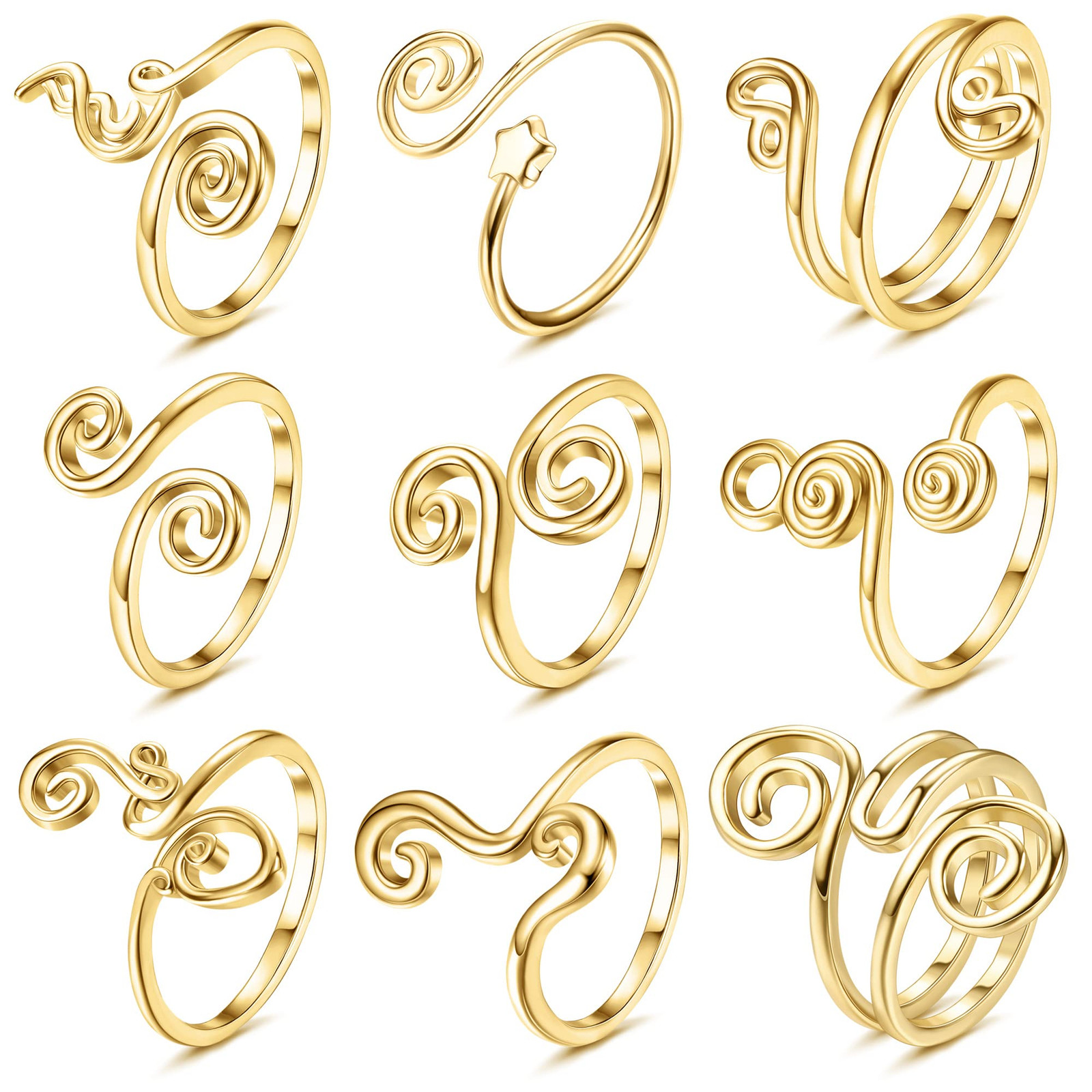 9 Pcs Adjustable Toe Rings for Women Open African Toe Rings Summer Beach Foot...