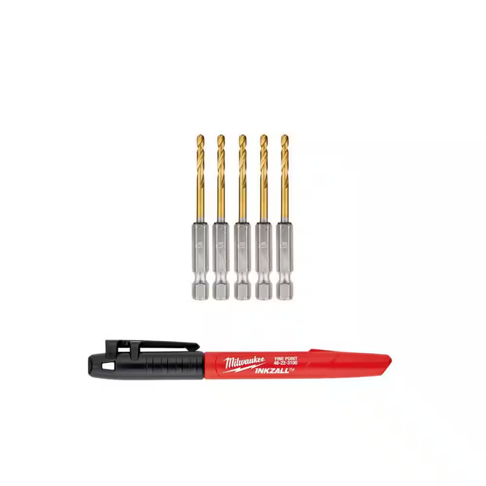 SHOCKWAVE 1/8 In. Titanium Twist Drill Bit with INKZALL Black Fine Point Jobsite