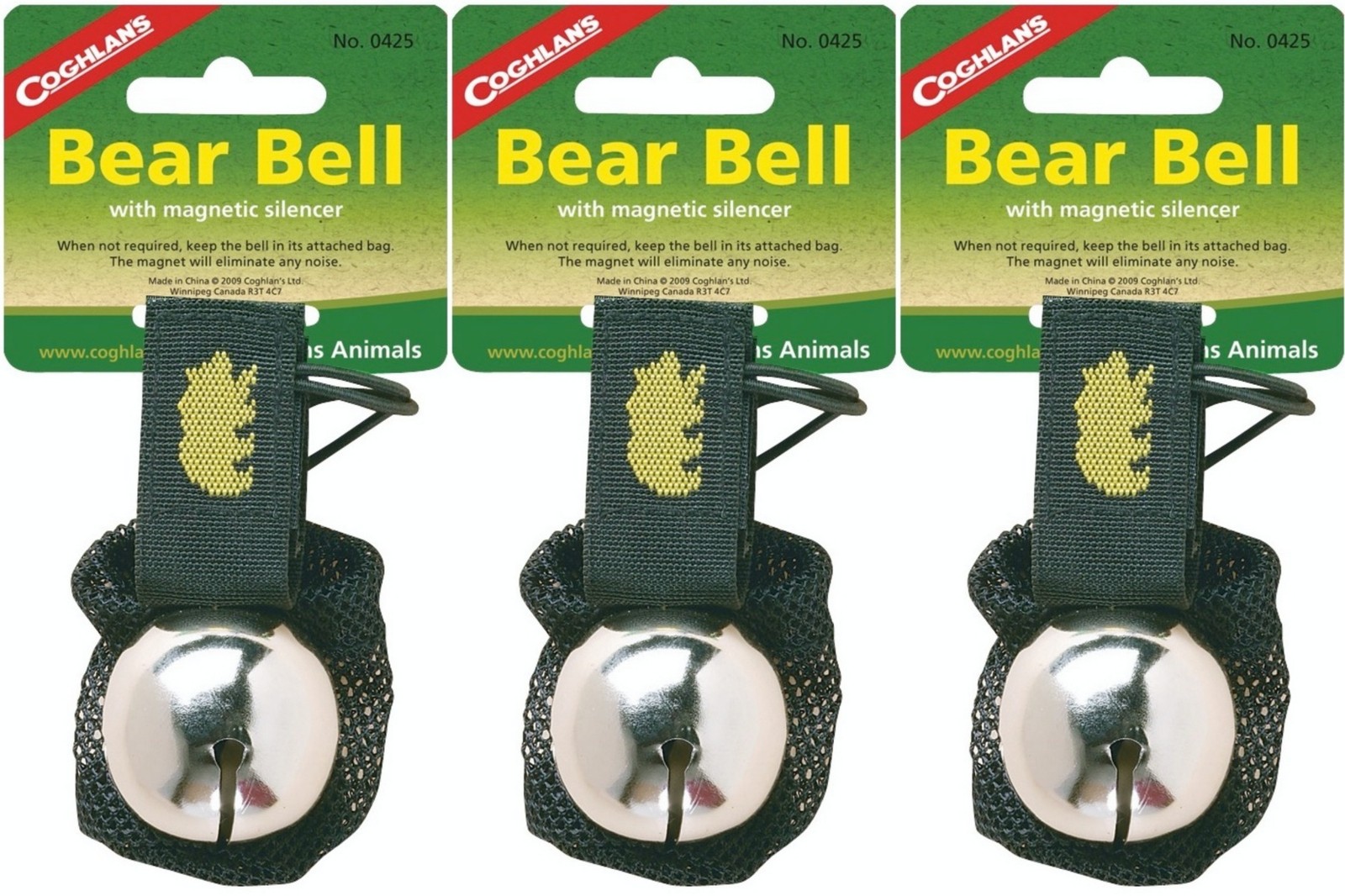 Coghlan's Bear Bell with Magnetic Silencer Storage Bag - Silver (3-Pack)