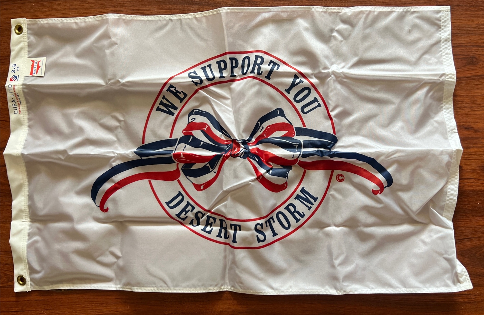 Set Of 2 Vintage 90s Desert Storm Flags 2'x3' Made in USA NOS NIB Movie Prop