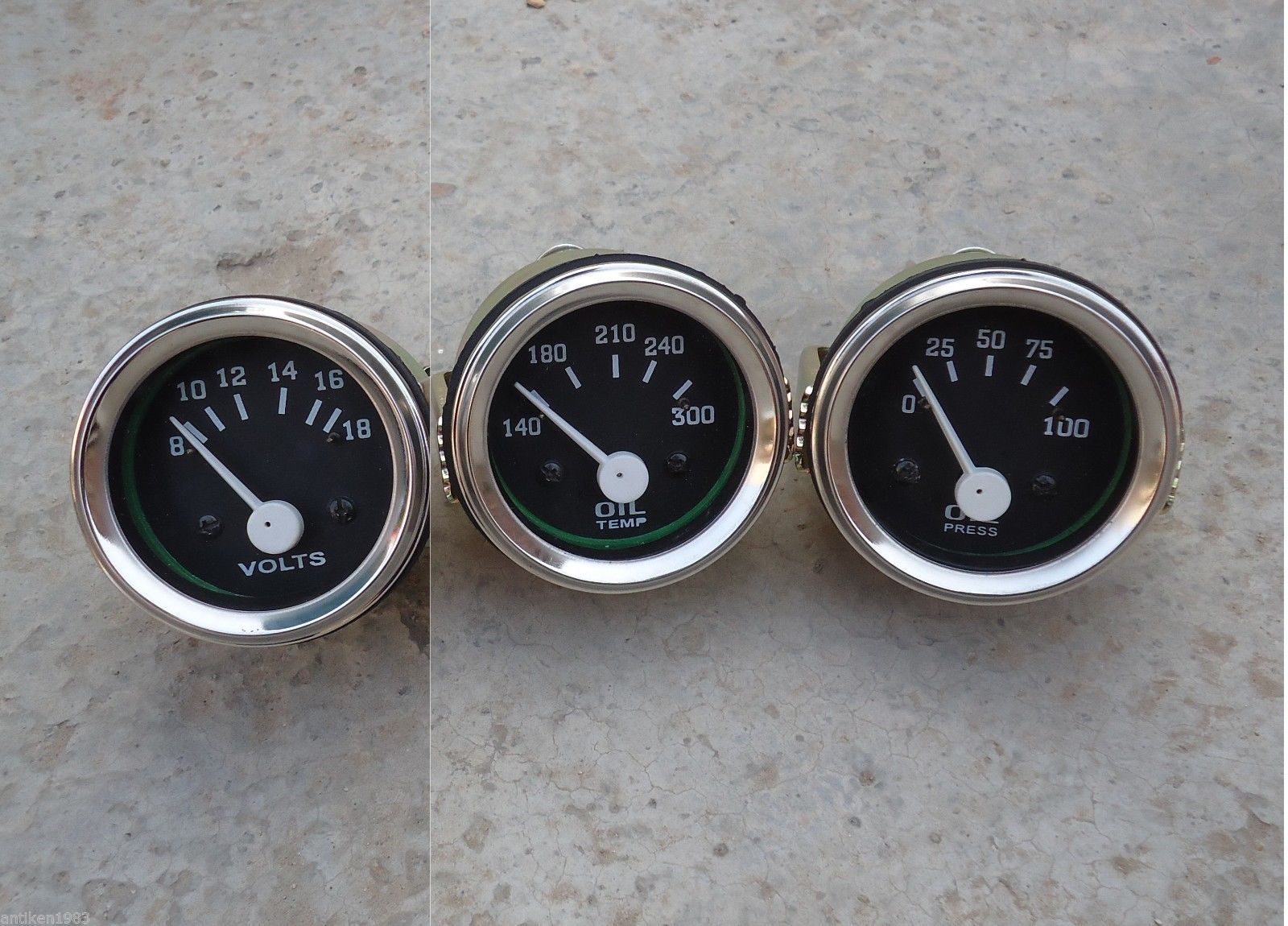 2" /52mm Electrical Oil Pressure Oil Temp Volt -Black Chrome