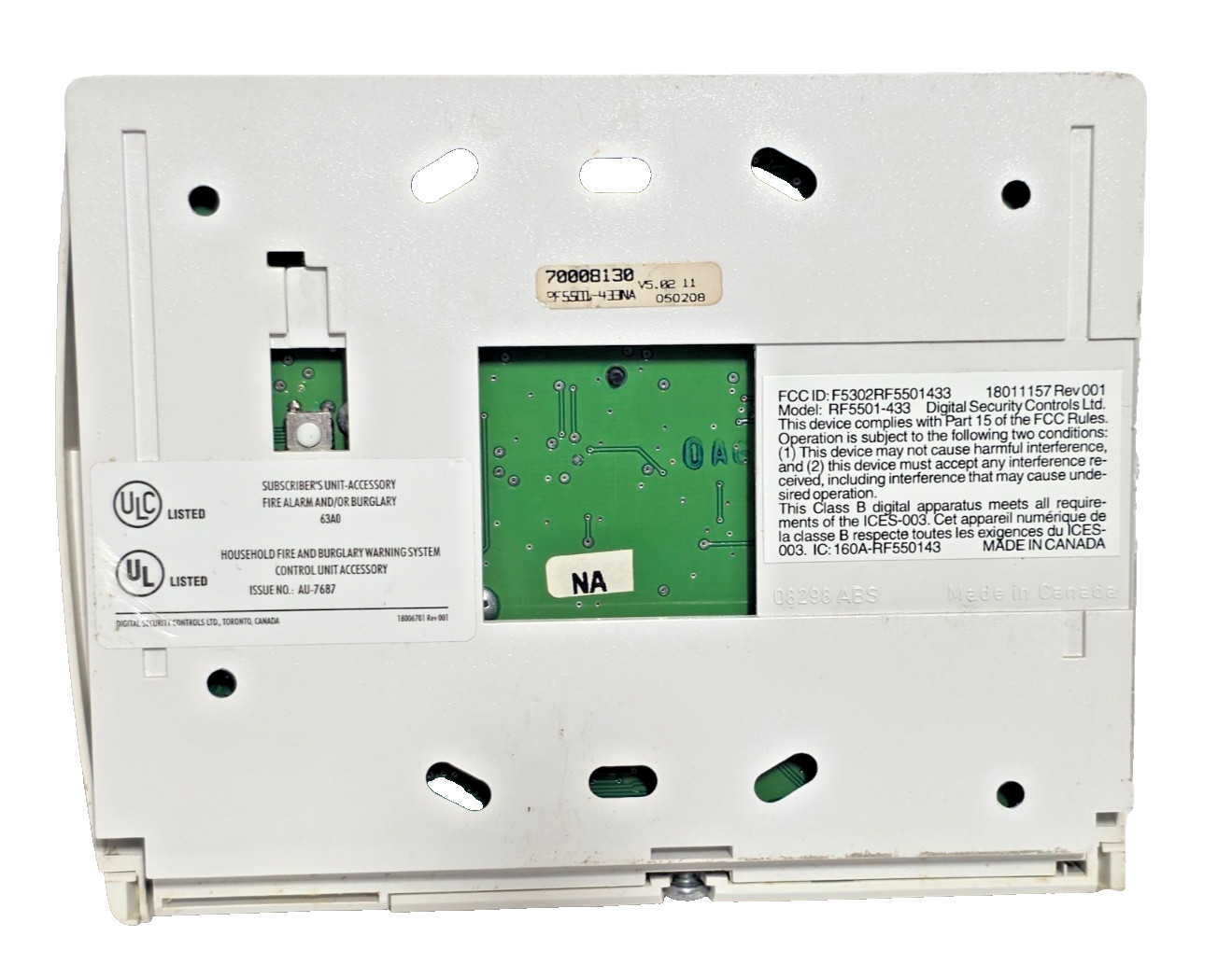 DSC LCD5501Z-433 Fixed Message Keypad With Wireless Receiver