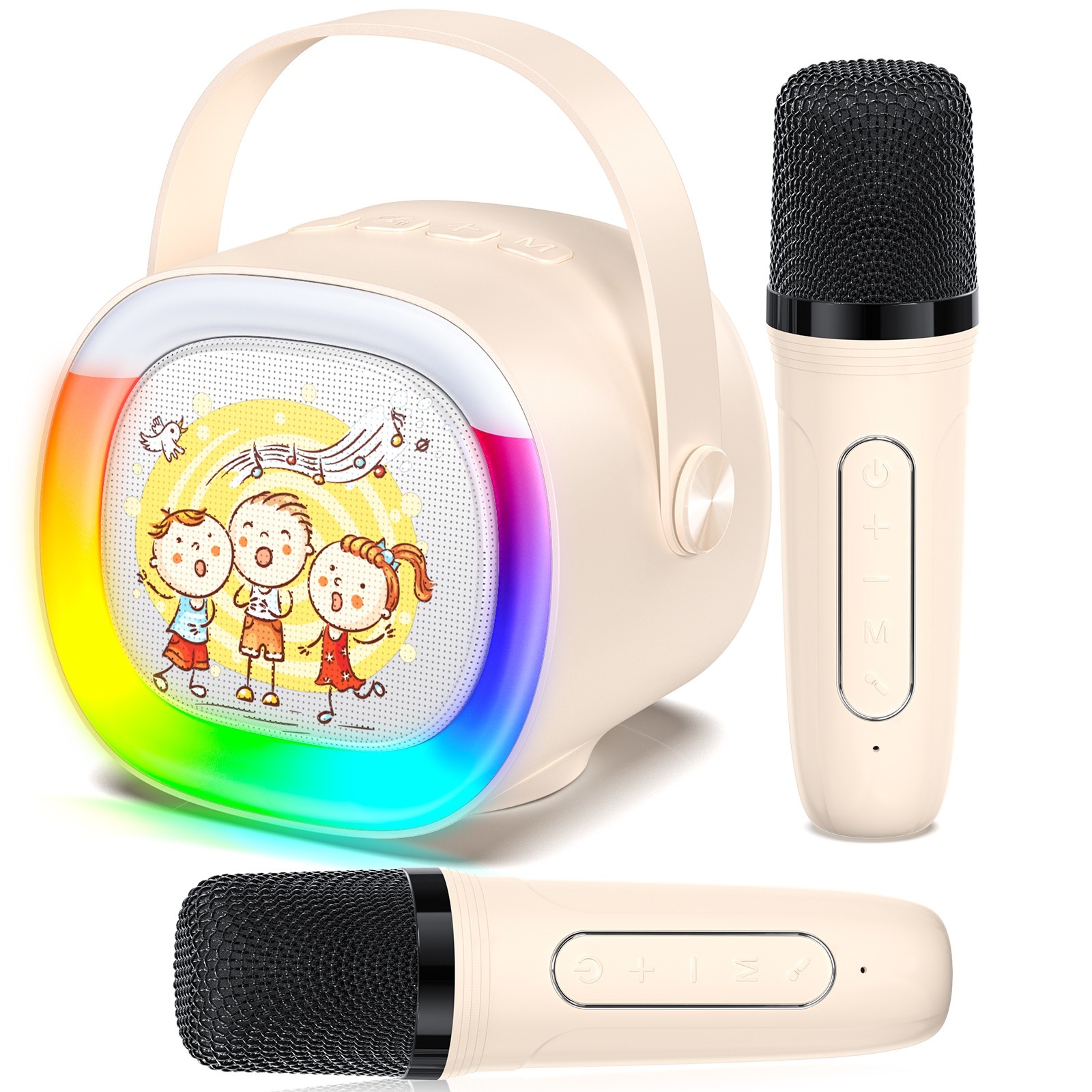 JYX Mini Kids Karaoke Machine with 2 Mics, Portable Bluetooth Speaker,RGB Lights