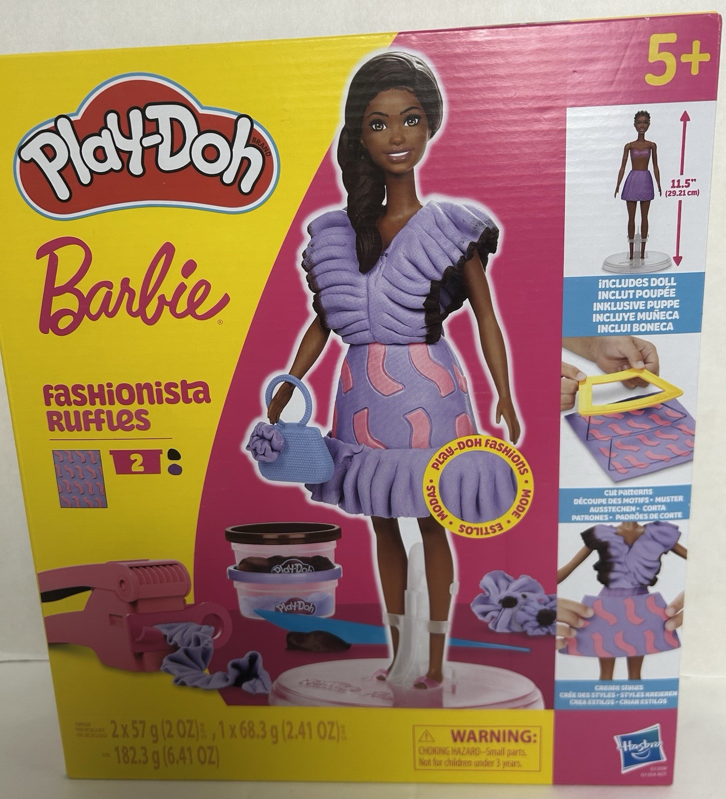 Play-Doh Barbie Fashionista Ruffles Fashion Maker Includes Barbie Doll & Stand