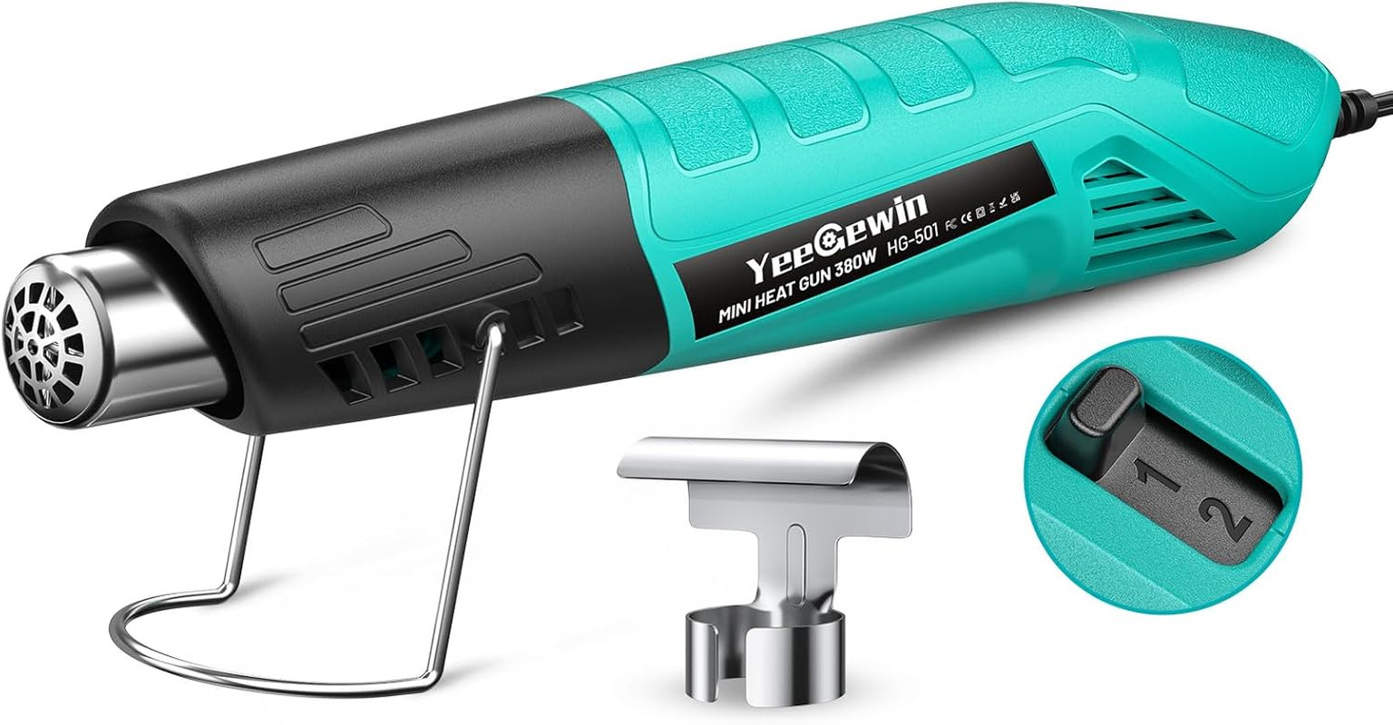 Heat Gun, 380W Fast Heat Mini Hot Air Gun with 2-Temp Settings 480°F-850°F(249°C
