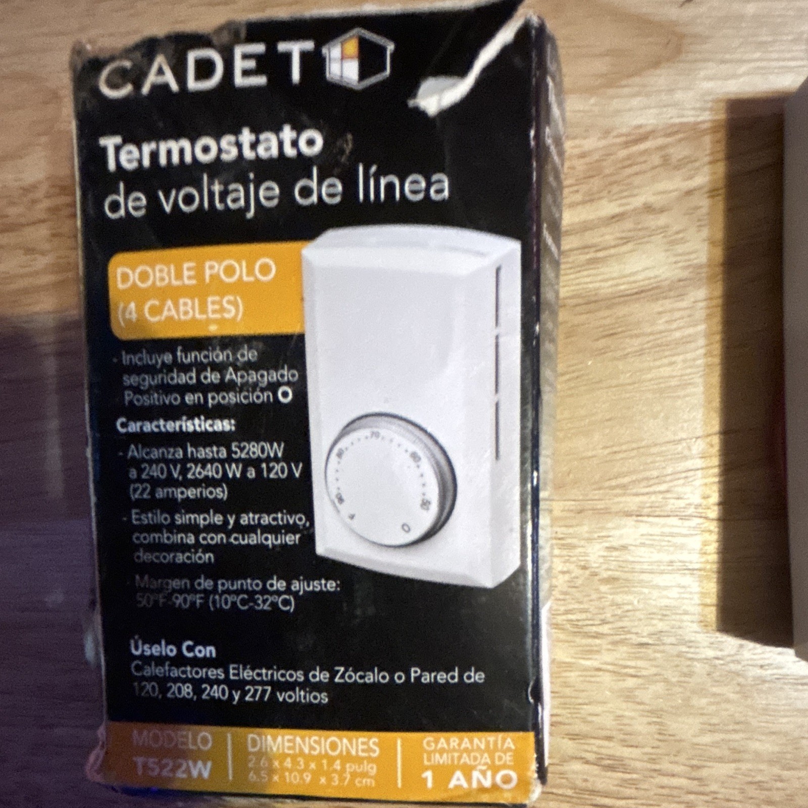 Cadet TS22W Line Voltage Double Pole Wall Dial Thermostat, White