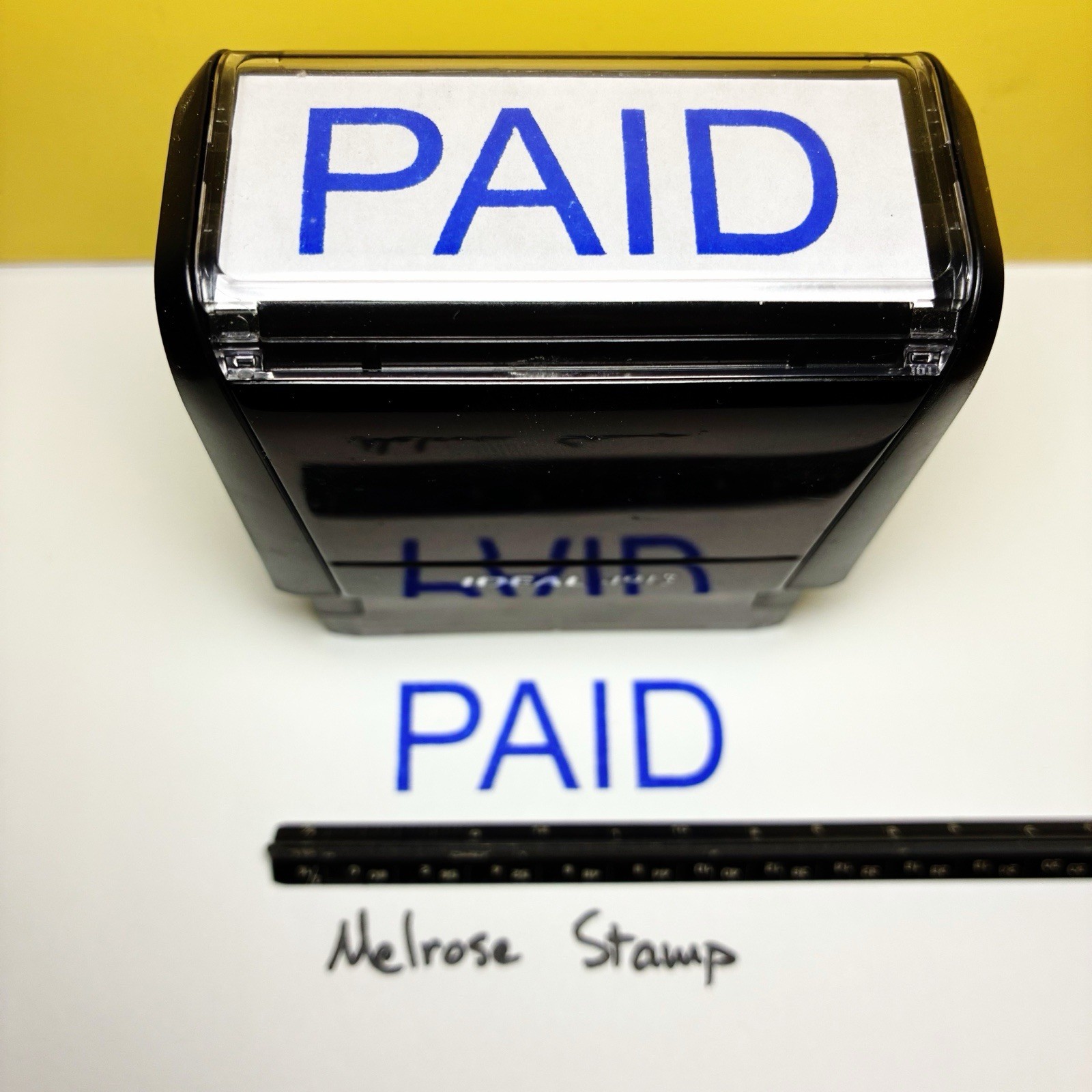 Paid Rubber Stamp Blue Ink Self Inking Ideal 4913