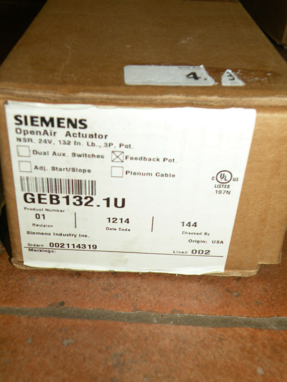 Siemens Open Air Actuator GEB132.1U