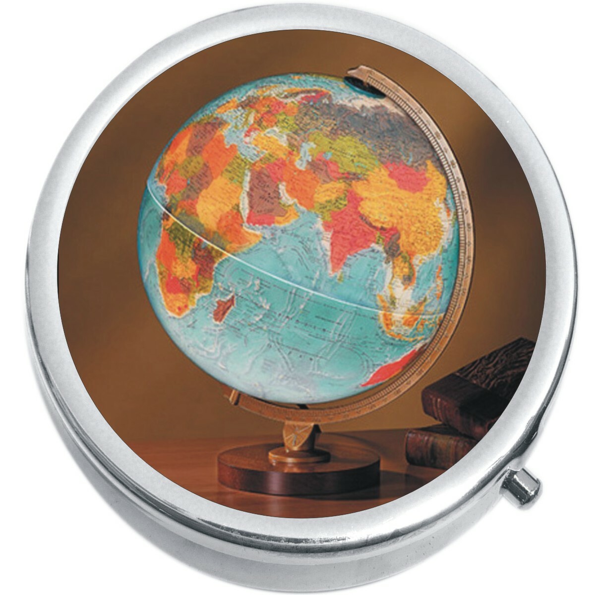 Globe Travel World Medicine Vitamin Pill Box