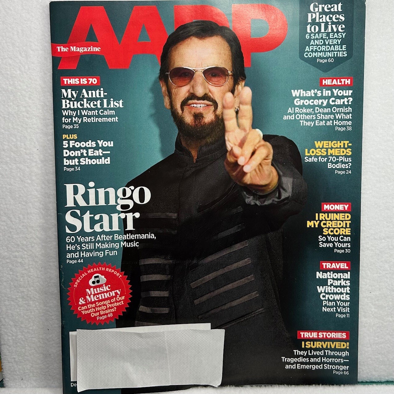 AARP Magazine December Jan 2024 Ringo Starr, Great Places to Live, this is 70