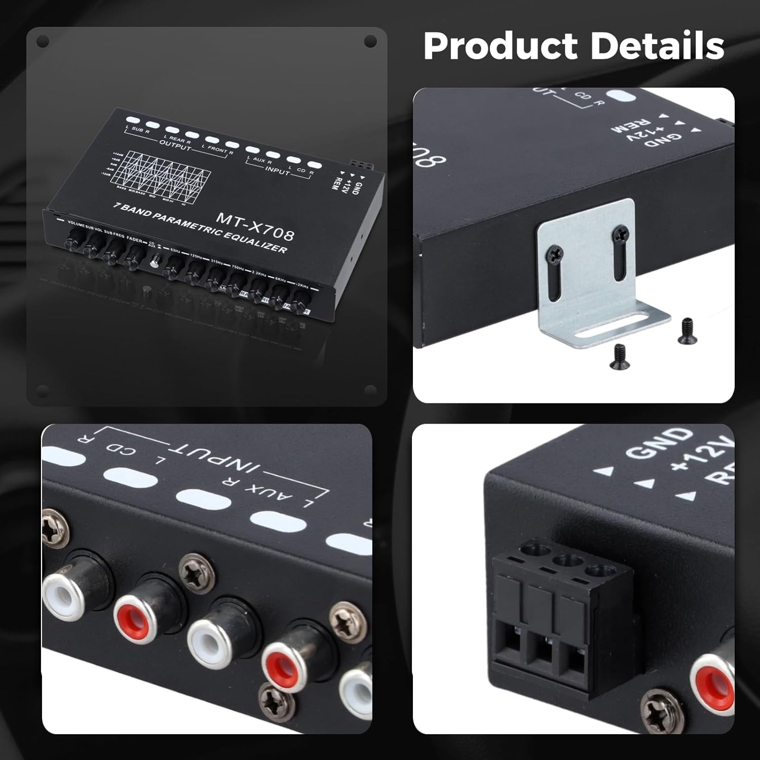 Adjustable 7-Band Car Audio Equalizer with 6-Channel Output & Subwoofer Control