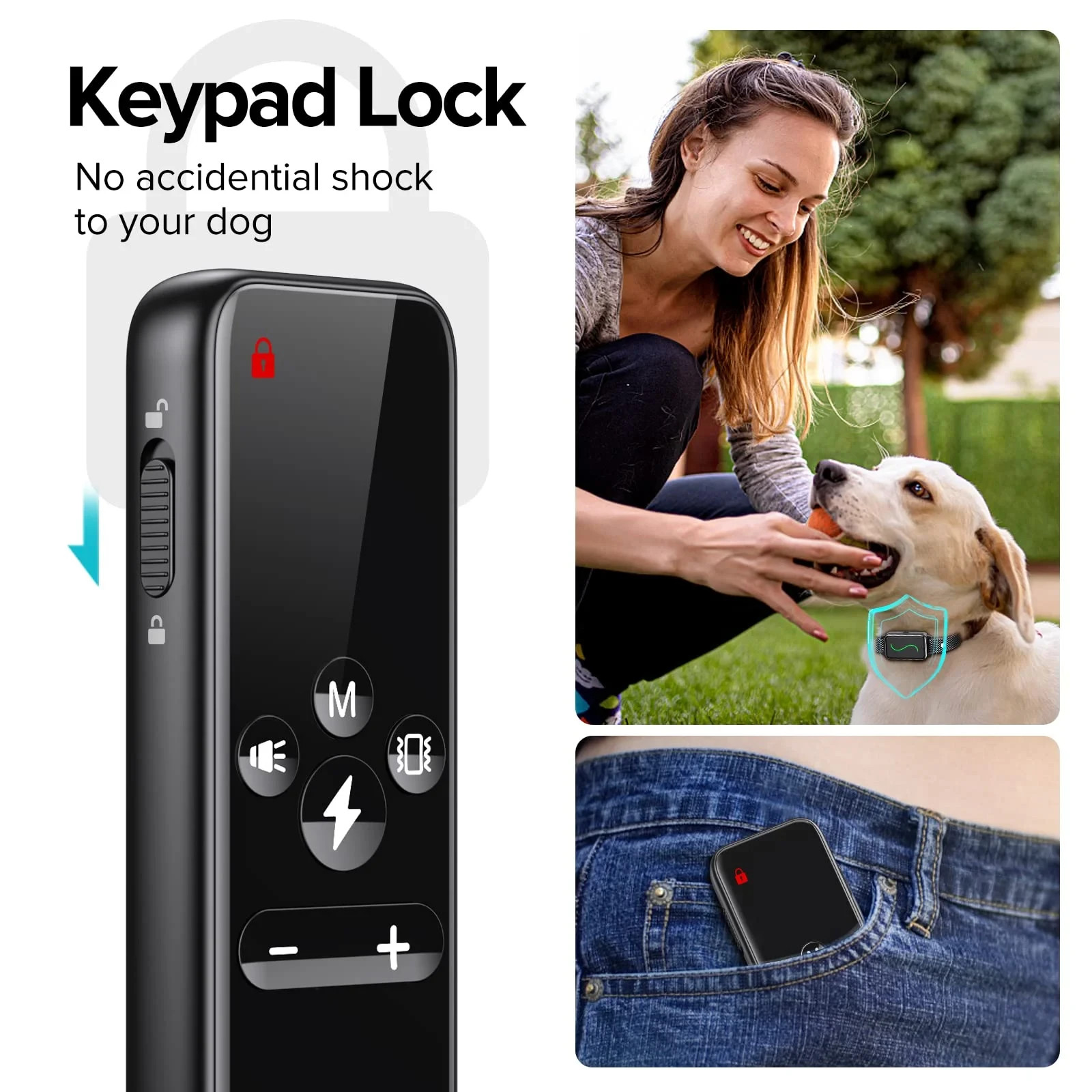 Dog Shock Collar, Dog Training Collar with Remote, IPX7 Waterproof with 3 Traini