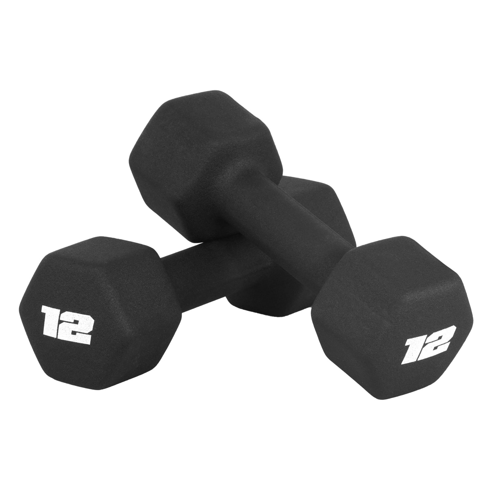 Barbell 12 LB Neoprene Dumbbell Hand Weights - Pair | Black