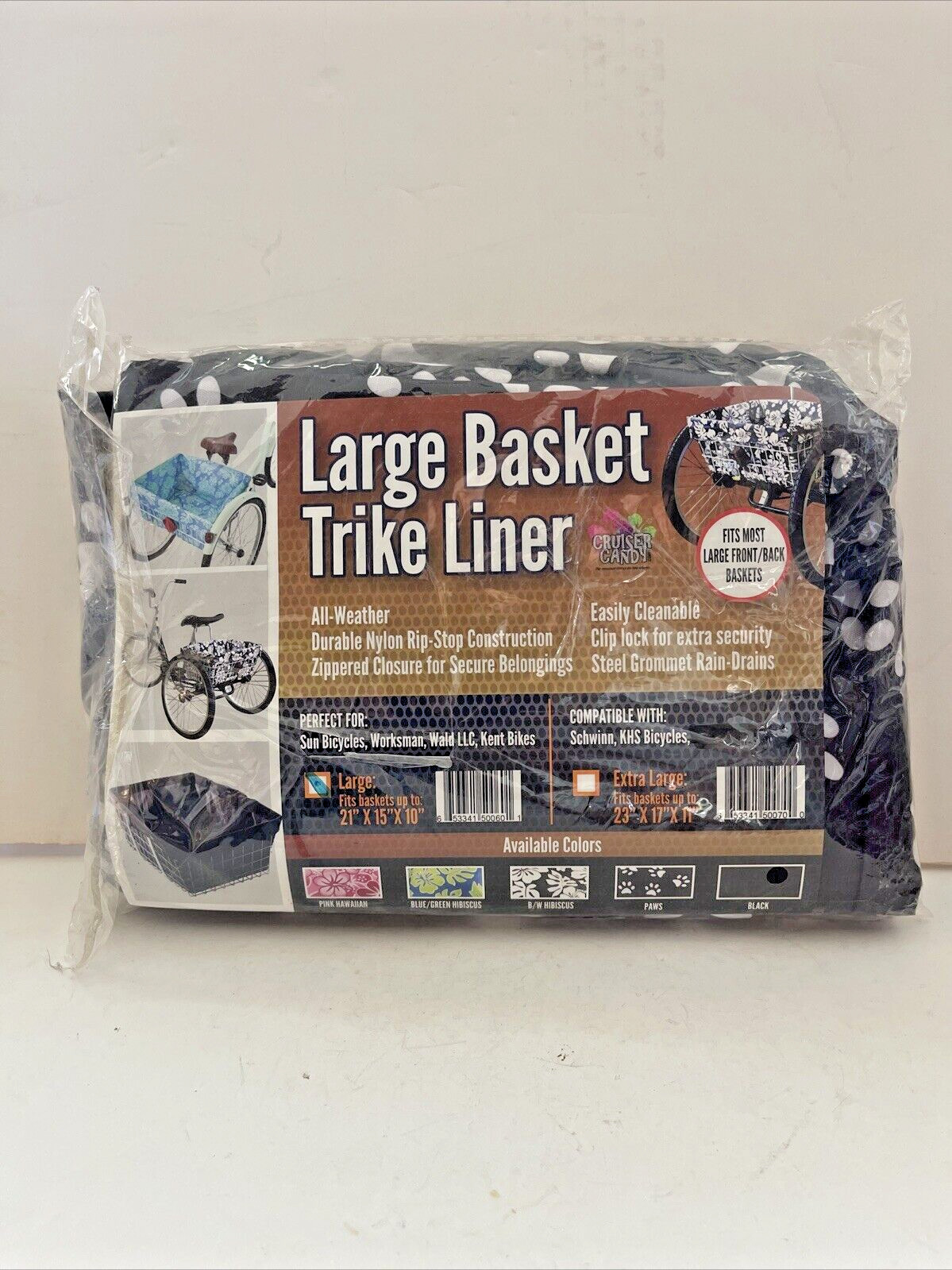New Cruiser Candy Large Trike or Wald Giant Front Delivery Basket Liner Paws