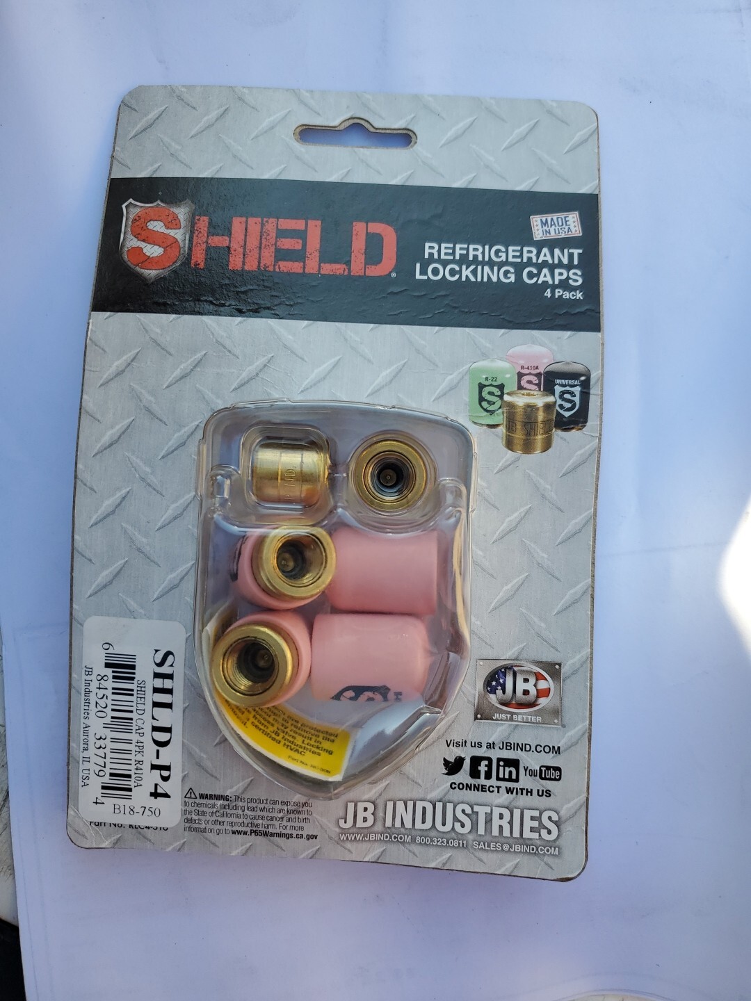 Jb Industries Shld-P4 Refrigerant Cap Locks,1/4 In.,R-410A shield -1 pack of 4