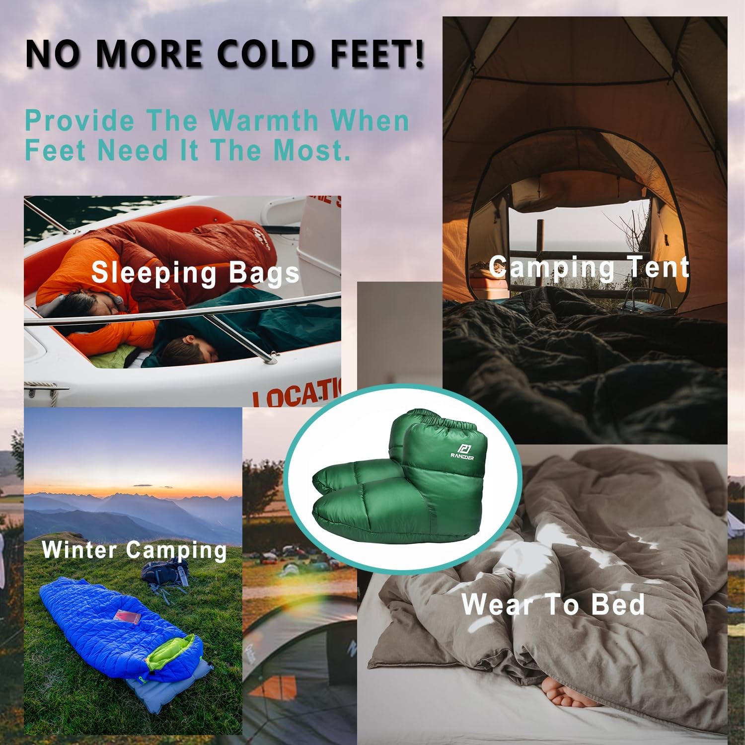 Down Booties Warm Socks 10D Nylon Ultralight Sleeping Sock for Camp, Backpack...