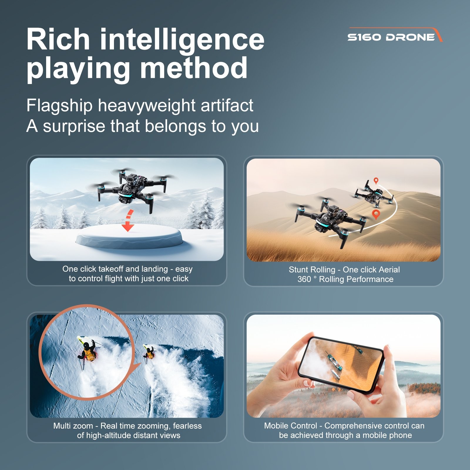 Drone WIFI FPV 4K Dual Camera Obstacle Avoidance Remote Control without Screen