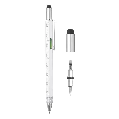 6 in 1 Metal Multitool Tech Tool Pen Gifts for Men with Ballpoint Pen, White