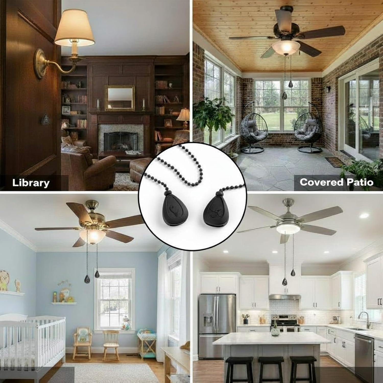 4 Pieces Ceiling Fan Pull Chain Extender Ornament 12 Inch Ceiling Pull Chain Ext