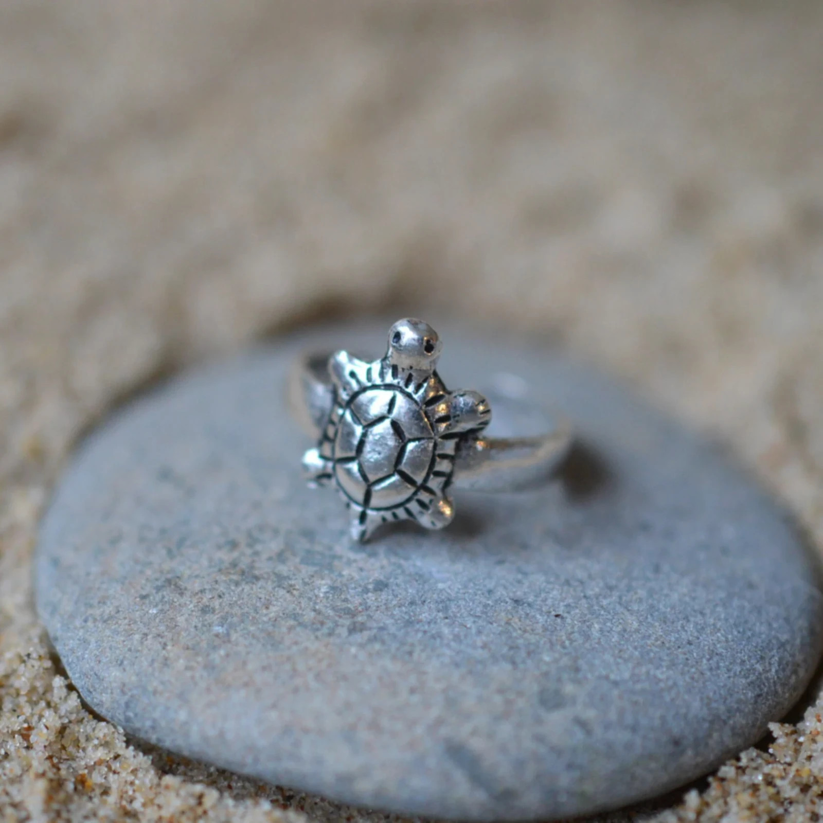 Sterling Silver 925 Adjustable Turtle Toe Ring