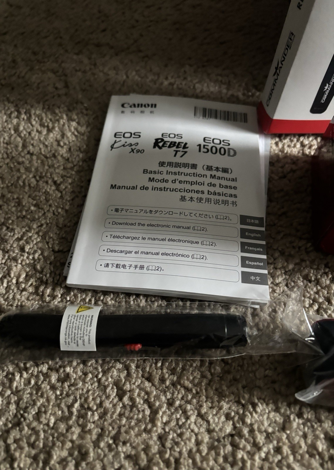 Canon EOS Rebel T7 Accessories Lot Empty Box Strap Manual Flash Remote NO CAMERA