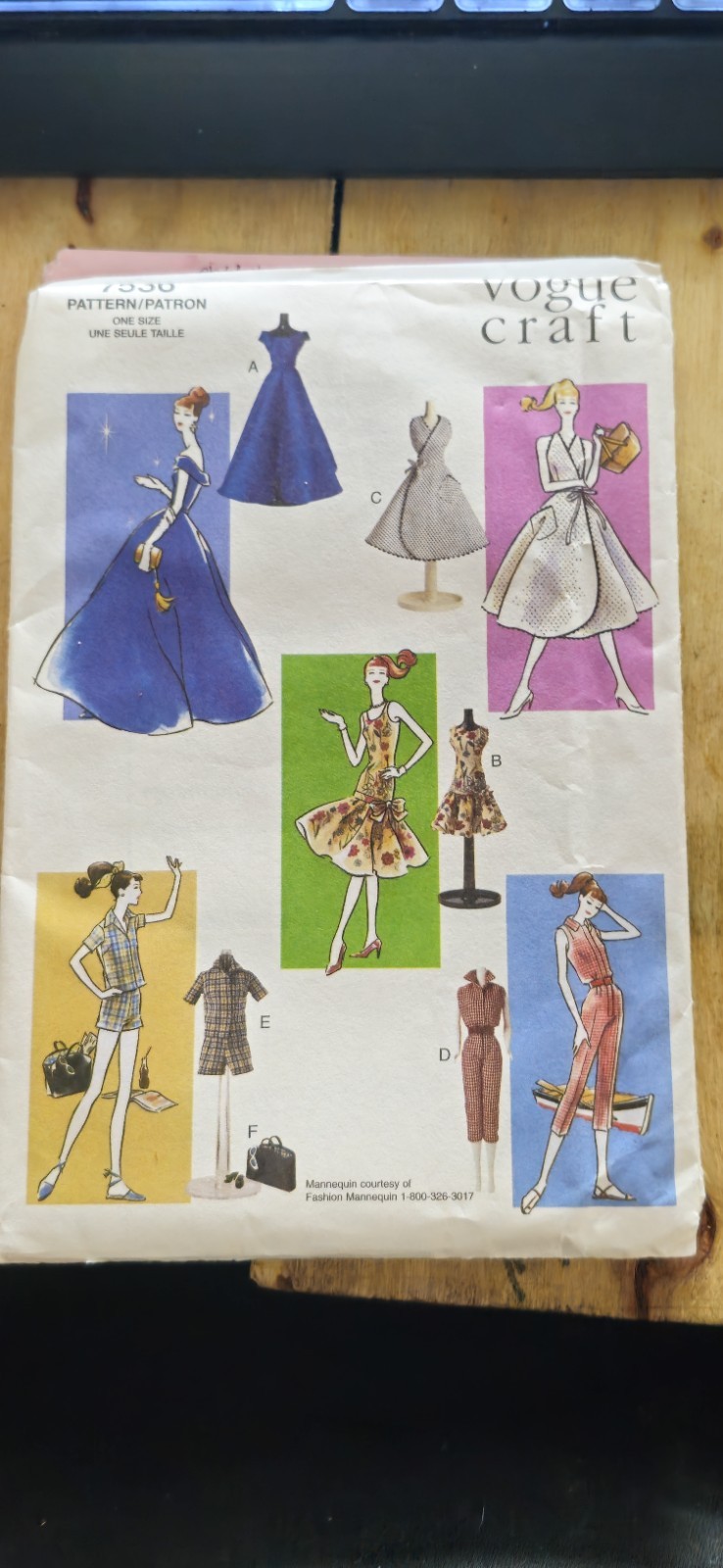 Vogue 7536 Sewing Pattern • 11.5" Fashion Doll Outfits • UNCUT • Vintage Pattern