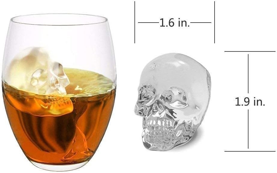 3D Skull Silicone Ice Cube Mold - 1.6'' Easy Release Flexible Silicone