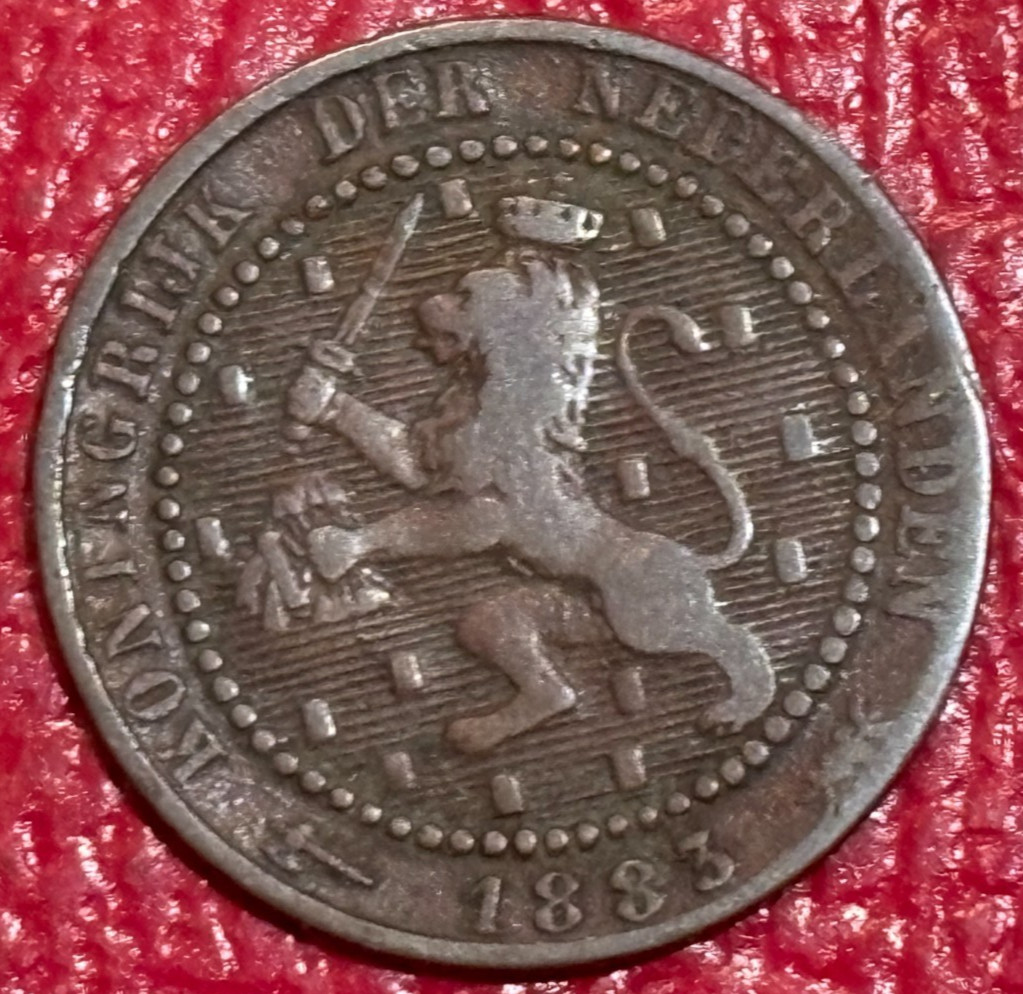 VERY NICE 1883 NETHERLANDS ONE CENT COIN-JAN090